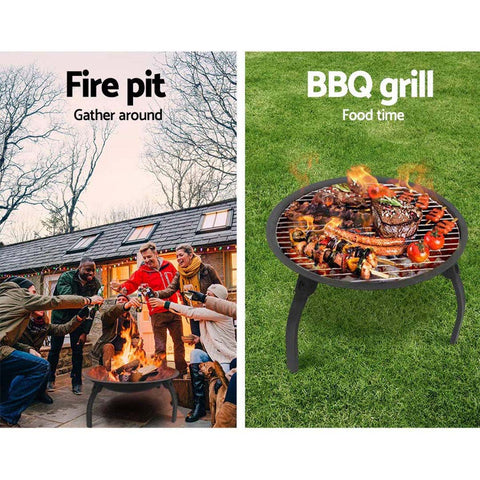 2 in 1 Outdoor Portable BBQ Grill Fireplace 56cm