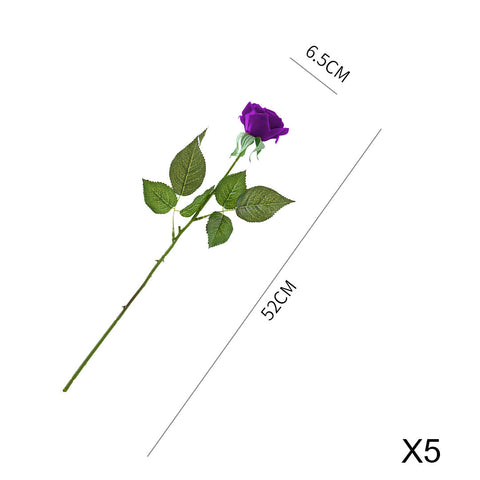 5pcs Artificial Silk Rose Purple