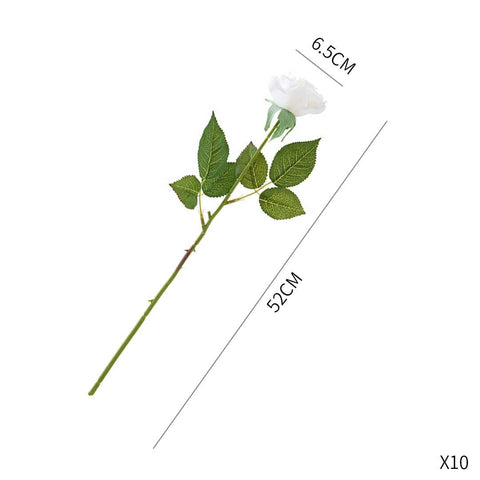 10pcs Artificial Silk Flower Rose Bouquet White