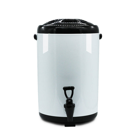 14L Stainless Steel Milk Tea Barrel with Faucet White