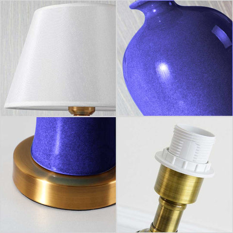 Ceramic Oval Table Lamp Dark Blue