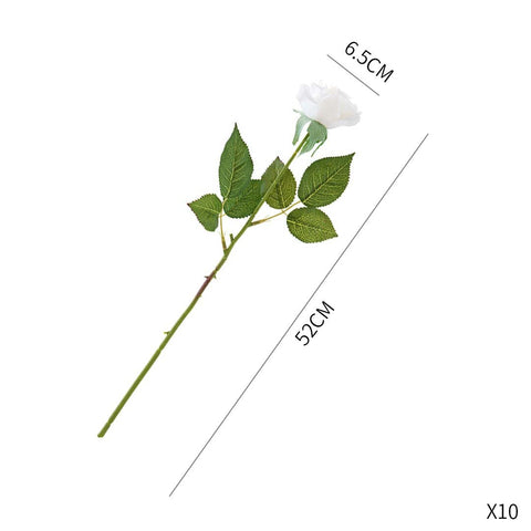 5pcs Artificial Silk Rose White