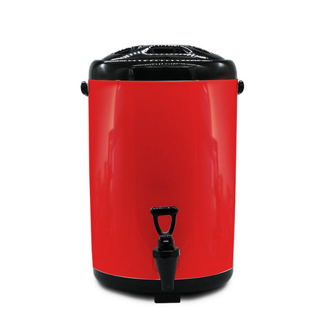 12L Stainless Steel Milk Tea Barrel with Faucet Red
