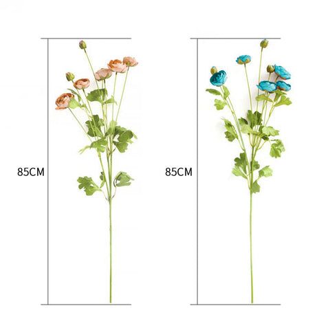 85cm Blue Glass Floor Vase and 12pcs Blue Artificial Flower Set