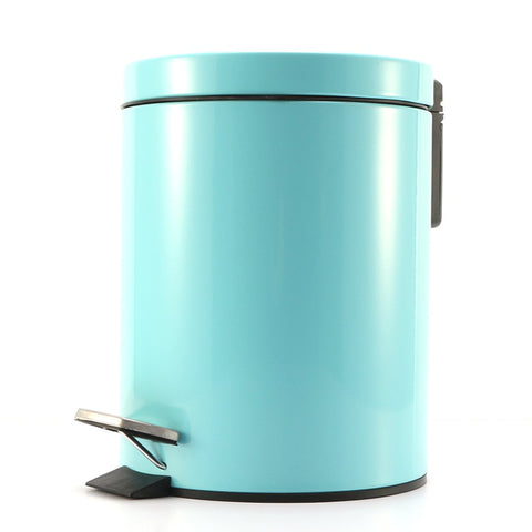 Foot Pedal Stainless Steel Trash Bin Round 12L Blue