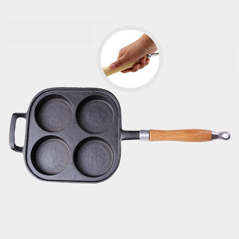 4 Mold Cast Iron Pancake Omelette Fry Pan
