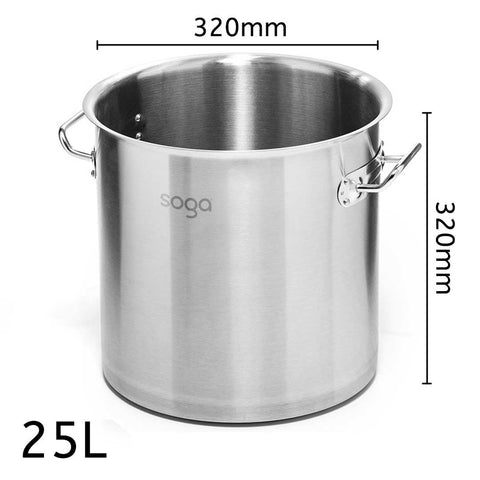 25L Top Grade 18/10 Stainless Steel Stockpot No Lid
