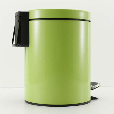 Foot Pedal Stainless Steel Trash Bin Round 7L Green
