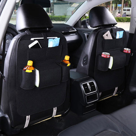 PVC Leather Car Back Seat Multi-Pocket Organizer and iPad Mini Holder Black