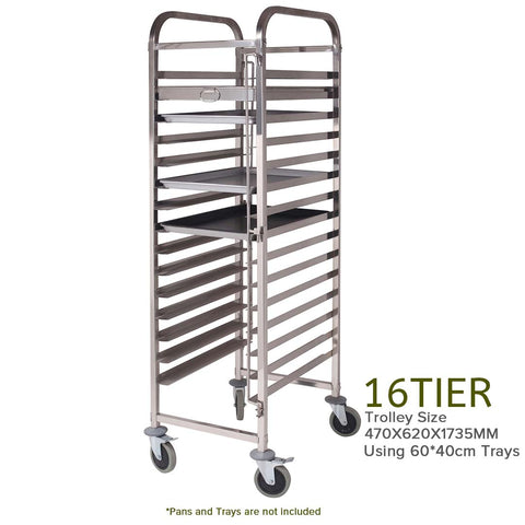 16-Tier Gastronorm Trolley w/ Aluminum Pan