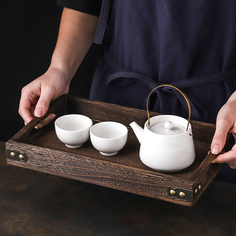 Small Walnut Rectangle Wooden Tray