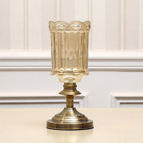 28cm Transparent Glass Vase with Metal Base