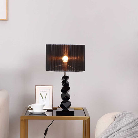 60cm Black Table Lamp with Dark Shade LED