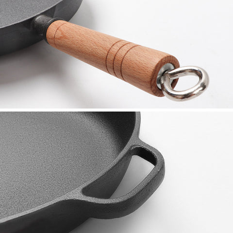 25cm Round Cast Iron Frying Pan Skille with Helper Handle