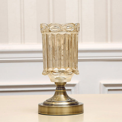 25cm Transparent Glass Vase with Metal Base
