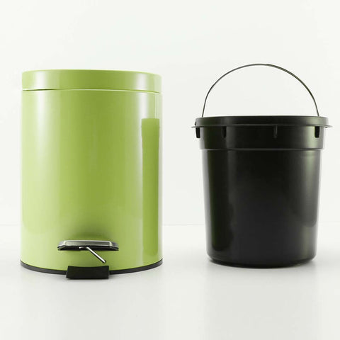 Foot Pedal Stainless Steel Trash Bin Round 12L Green