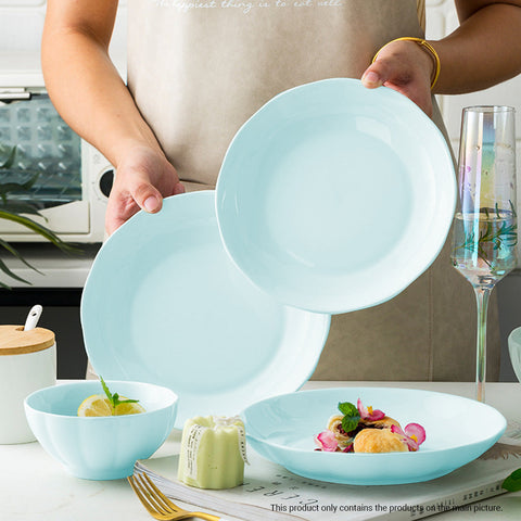 Light Blue Ceramic Dinnerware Set of 9