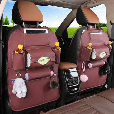 PVC Leather Car Back Seat Multi-Pocket Organizer and iPad Mini Holder Red