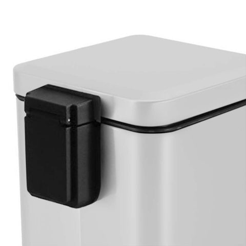 Foot Pedal Stainless Steel Trash Bin Square 12L White