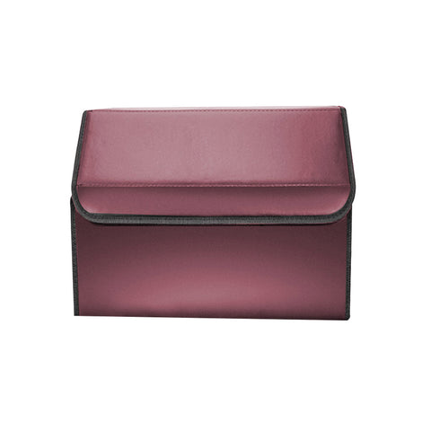 Leather Car Boot Foldable Trunk Cargo Organizer Box Red Medium