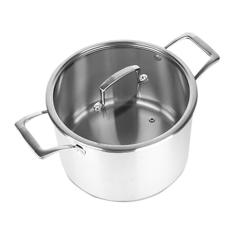 20cm Stainless Steel Soup Pot with Glass Lid