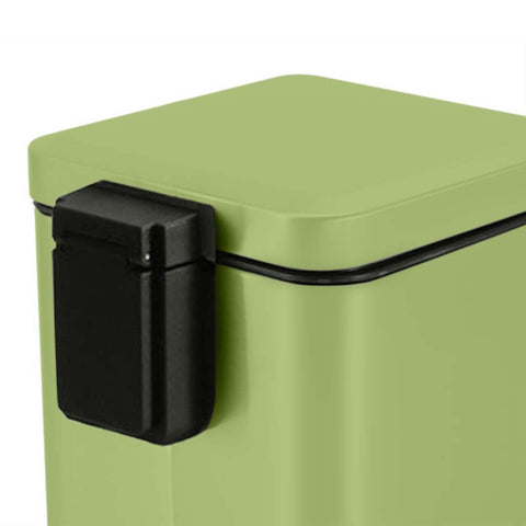 Foot Pedal Stainless Steel Trash Bin Square 12L Green
