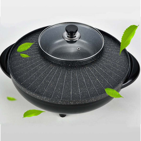 2 in 1 Electric Stone Coated Grill and Hotpot 3-5 Person