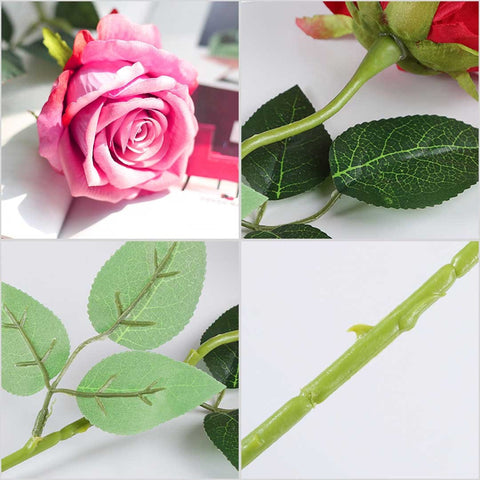 10pcs Artificial Silk Flower Rose Bouquet Pink