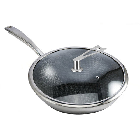 32cm Stainless Steel Frying Pan with Glass Lid