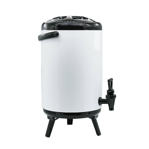 14L Stainless Steel Milk Tea Barrel with Faucet White