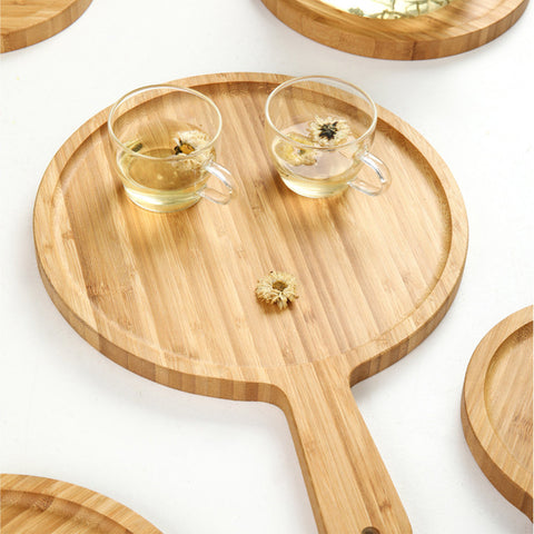 10 inch Blonde Round Wooden Tray