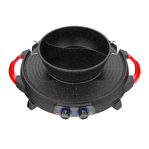 2 in 1 Electric Stone Coated Grill and Hotpot with Division