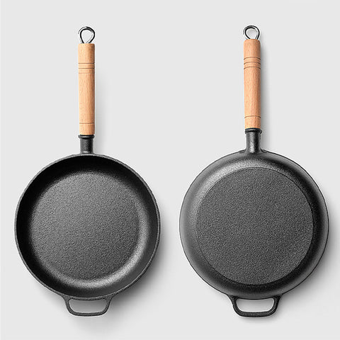 25cm Round Cast Iron Frying Pan Skille with Helper Handle