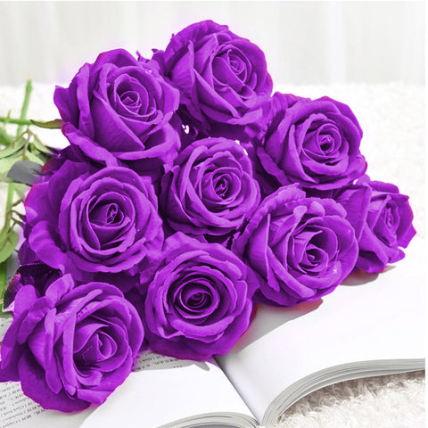 20pcs Artificial Silk Rose Purple