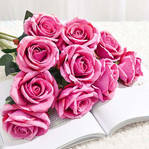 20pcs Artificial Silk Rose Bouquet Pink