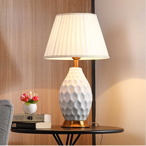 Textured Ceramic Table Lamp White