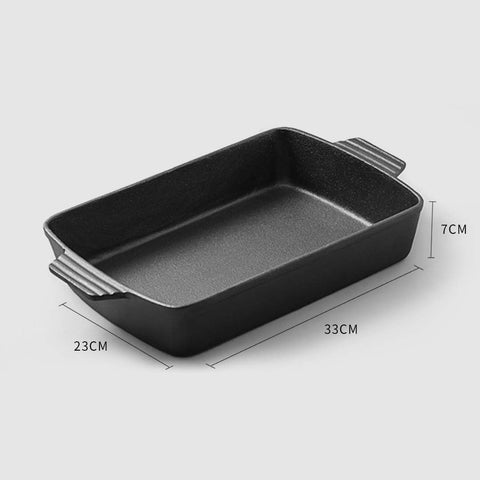 33cm Cast Iron Baking Roasting Dish Pan