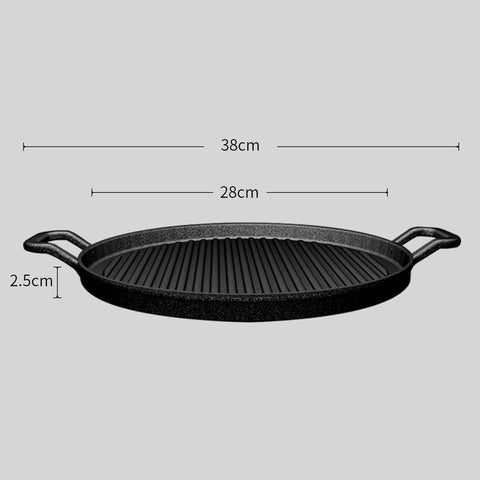 28cm Ribbed Cast Iron Frying Pan Skillet