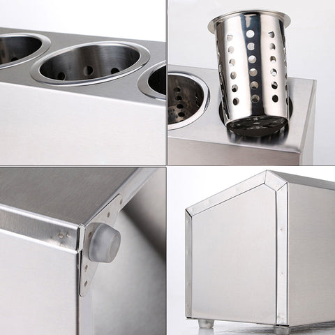 18/10 Stainless Steel Commercial Cutlery Holder with 5 Holes