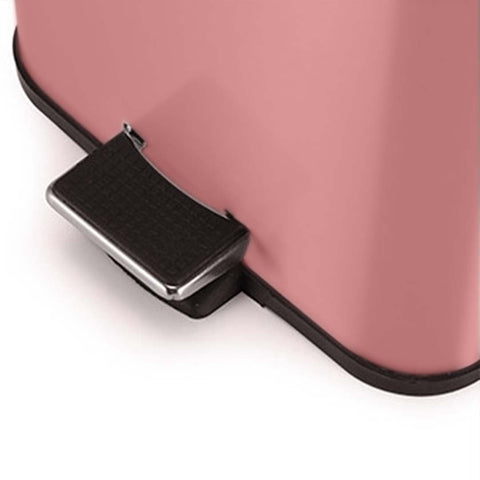 Foot Pedal Stainless Steel Trash Bin Square 6L Pink