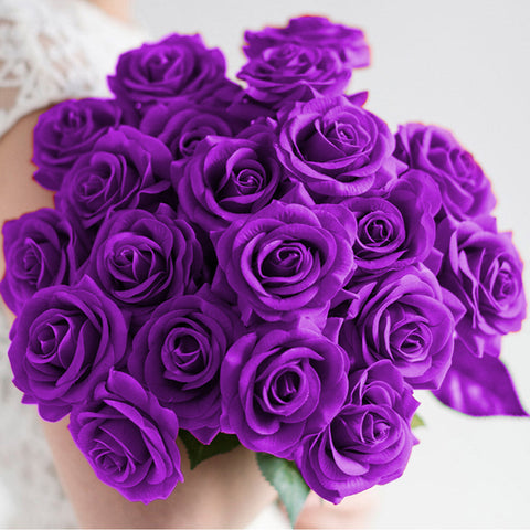 20pcs Artificial Silk Rose Purple