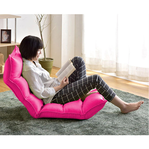 Leather Floor Recliner Lazy Chair Pink