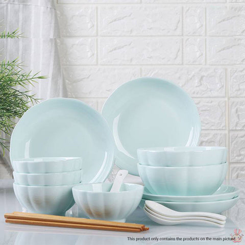 Light Blue Ceramic Dinnerware Set of 12