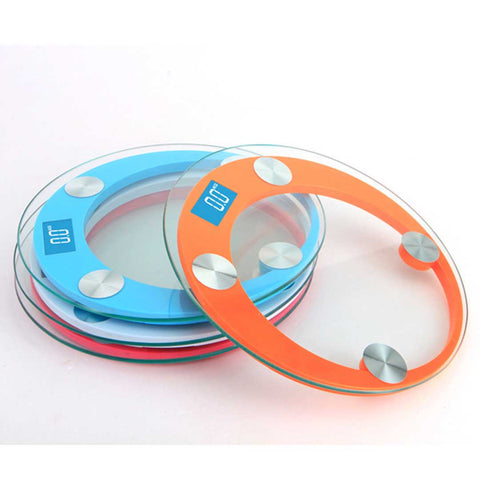 180kg Digital Glass LCD Scales Round Blue
