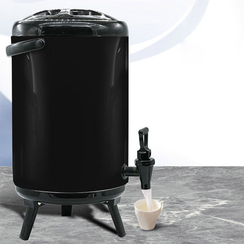 8L Stainless Steel Milk Tea Barrel with Faucet Black