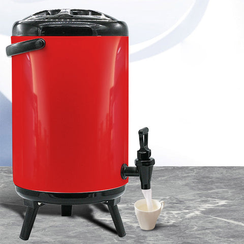 8L Stainless Steel Milk Tea Barrel with Faucet Red