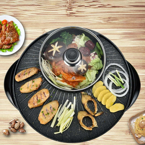 2 in 1 Electric Stone Coated Grill and Hotpot 3-5 Person