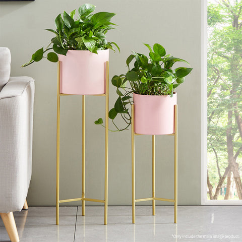 42CM Pink Metal Tiered Plant Pots Holders Foldable Rack
