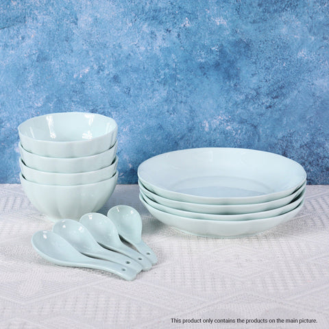 Light Blue Ceramic Dinnerware Set of 12