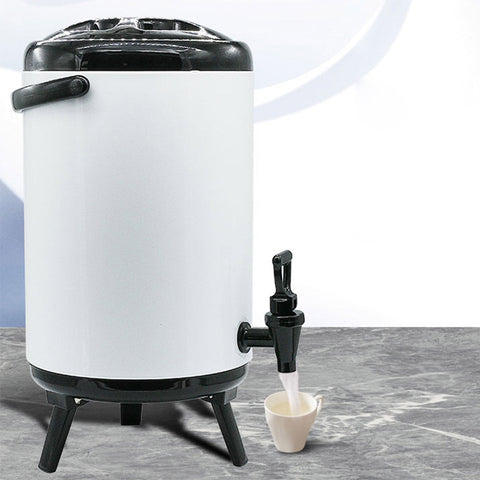 14L Stainless Steel Milk Tea Barrel with Faucet White